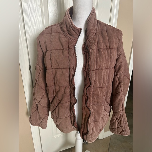 Free People Dolman Quilted Knit Jacket Cherry Cola - Picture 3 of 13